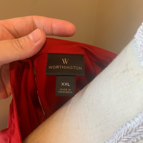 Worthington Red Ruffled Sleeves Plus Lace Top XXL - Picture 7 of 8